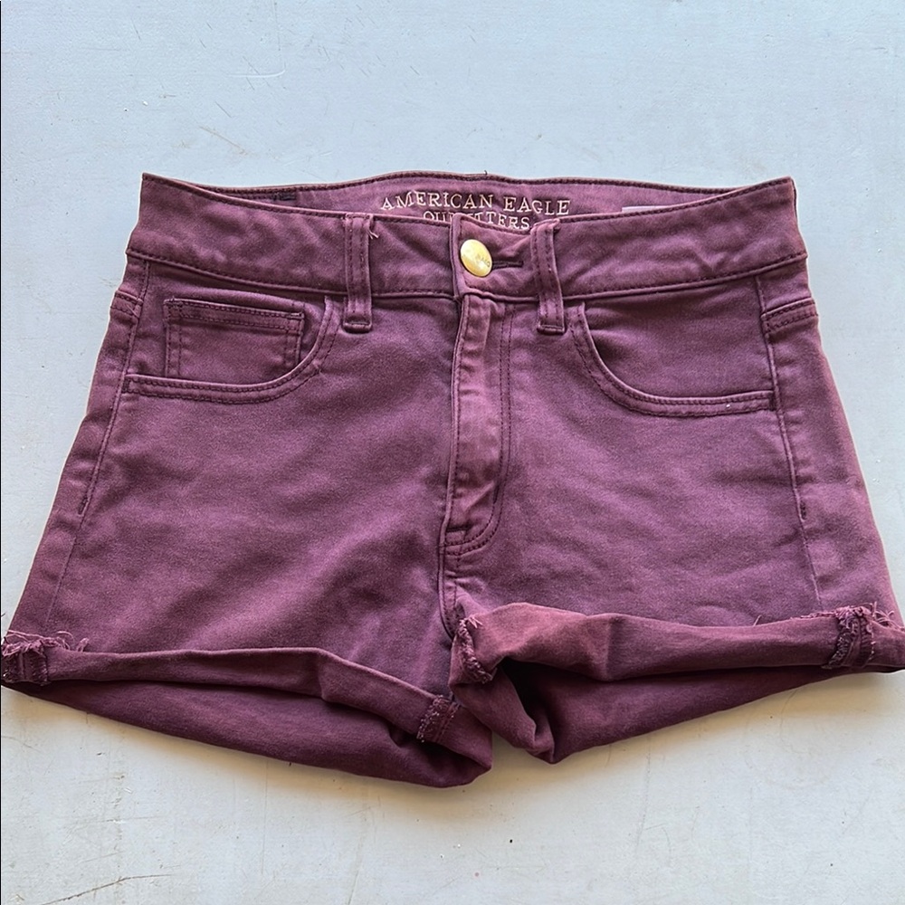 American Eagle Outfitters Purple Jean Shorts Distressed Hem